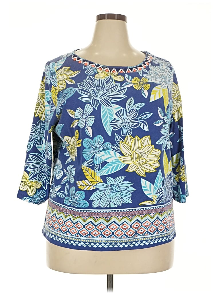 Pre-owned Ruby Rd. 3/4 Sleeve T-shirt In Blue
