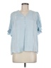 Cupcakes & Cashmere 100% Polyester Blue Short Sleeve Blouse Size M - photo 1
