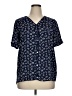 West Kei 100% Polyester Stars Blue Short Sleeve Blouse Size XL - photo 1
