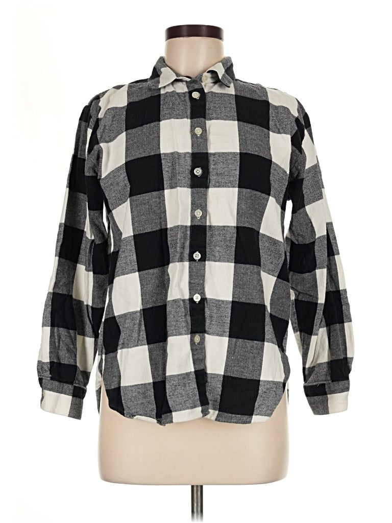 Pre-owned Ann Taylor Loft Long Sleeve Button Down Shirt In Black