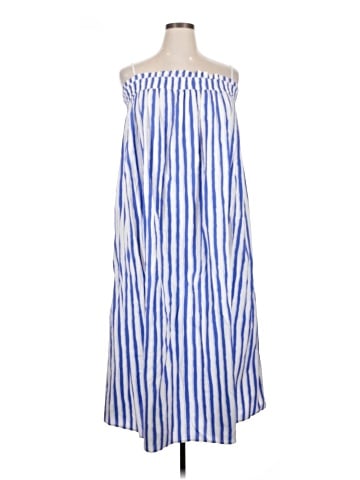 Madewell Ruffle A-Line Midi Dress in Stripe Poplin (view 1)