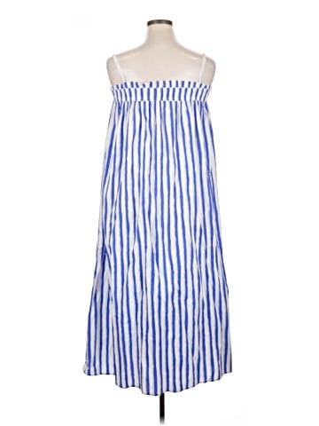 Madewell Ruffle A-Line Midi Dress in Stripe Poplin (view 2)