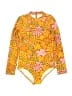 Unbranded Floral Yellow Rash Guard Size 8 - 9 - photo 1