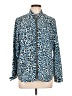 MICHAEL Michael Kors 100% Polyester Animal Print Blue Long Sleeve Blouse Size L - photo 1