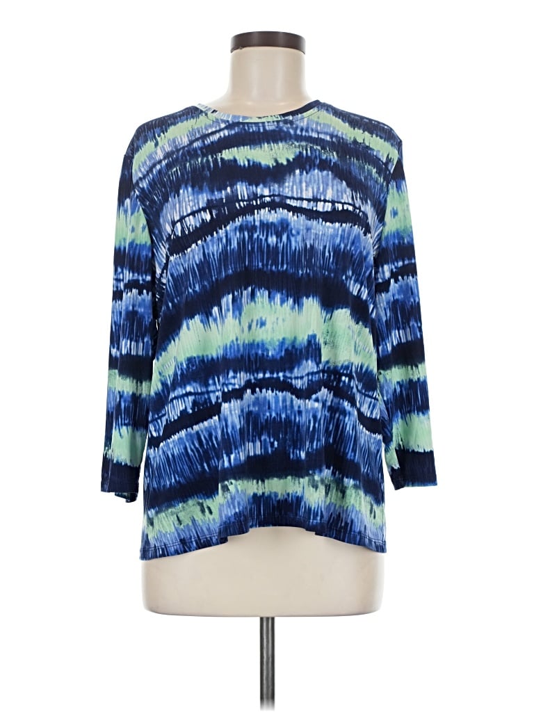 Pre-owned Allison Daley 3/4 Sleeve Top Blue Boatneck Tops