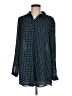 Elle 100% Polyester Polka Dots Blue Long Sleeve Blouse Size M - photo 1