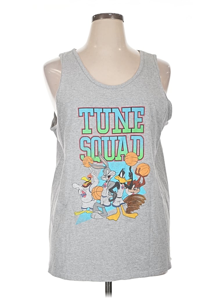 Pre-owned Space Jam Tank Top Silver Square Neckline Tops