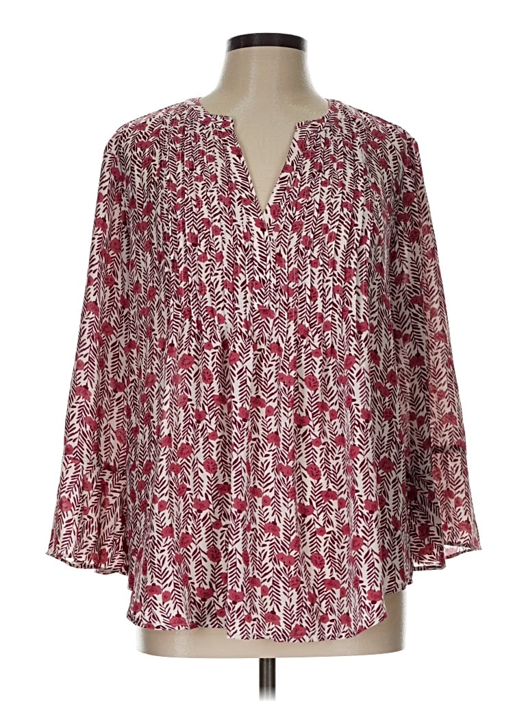 Pre-owned Style & Co Long Sleeve Blouse In Burgundy