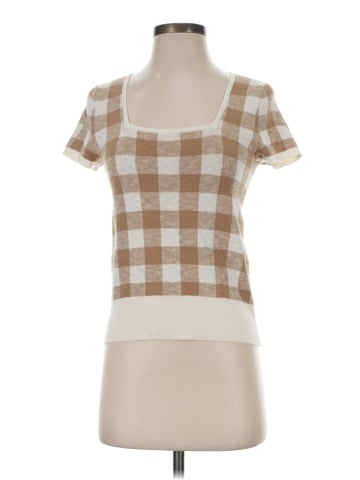 Madewell Square-Neck Sweater Tee in Gingham (view 1)