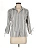 DCC Stripes Gray 3/4 Sleeve Blouse Size M - photo 1