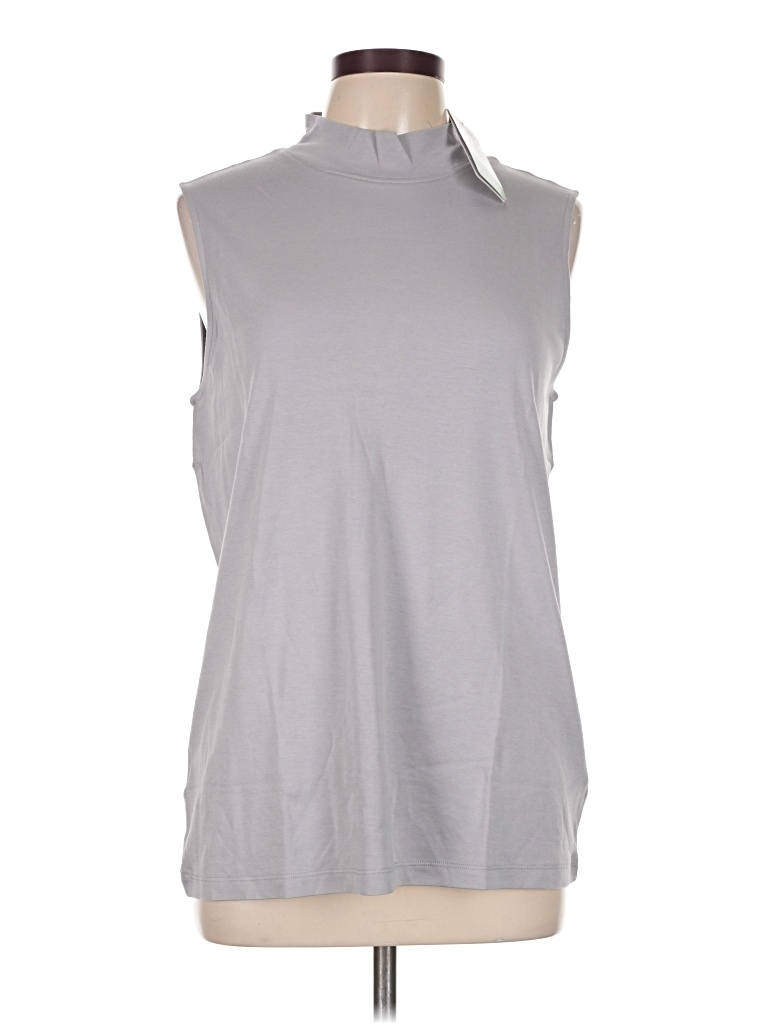 Pre-owned Lands' End Sleeveless Top Gray High Neck Tops