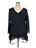 Hot In Hollywood 100% Polyester Black Blue Long Sleeve Blouse Size 2X - photo 1