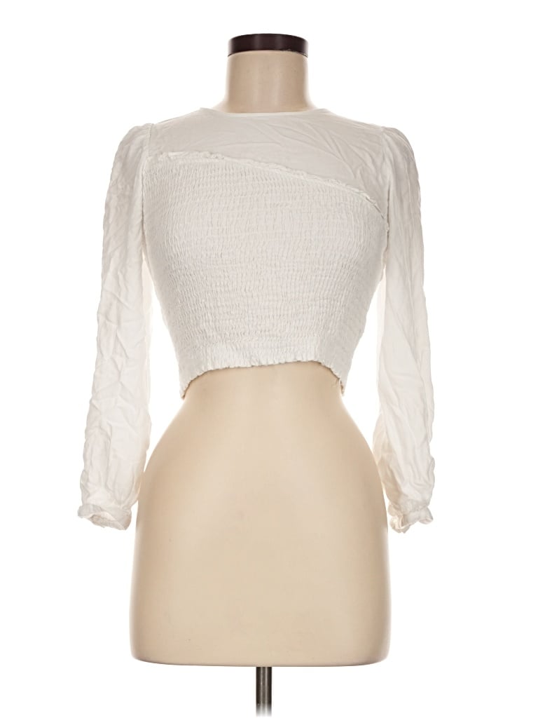 Pre-owned Zara 3/4 Sleeve Top Ivory Boatneck Tops