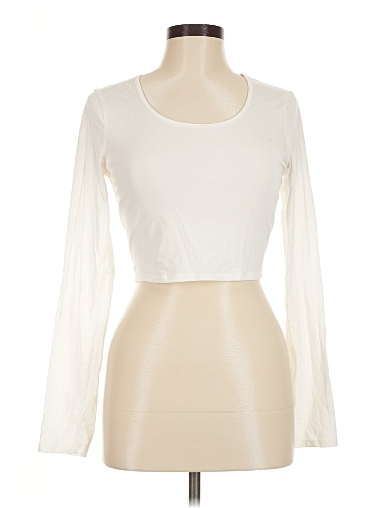 Pre-owned Express Long Sleeve T-shirt In Ivory