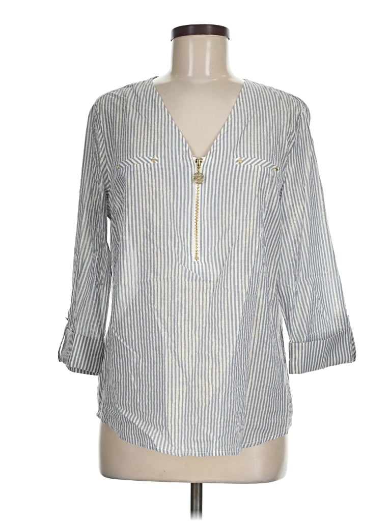 Pre-owned Anne Klein 3/4 Sleeve Blouse In Blue