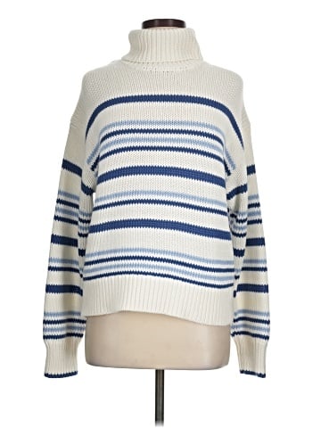 Madewell Ribbed Cotton Turtleneck Sweater in Stripe (view 1)