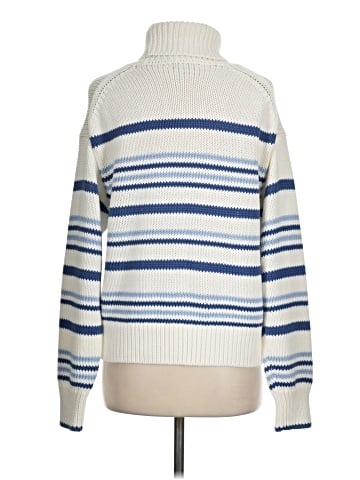 Madewell Ribbed Cotton Turtleneck Sweater in Stripe (view 2)