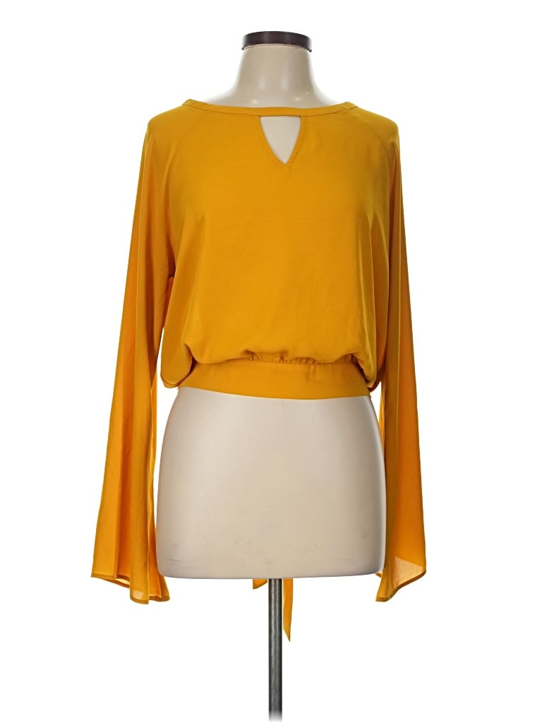 Pre-owned Express Long Sleeve Blouse In Yellow
