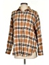 Gap 100% Cotton Plaid Brown Long Sleeve Button-Down Shirt Size S - photo 1