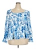 Unbranded 100% Polyester Blue 3/4 Sleeve Blouse Size XXL - photo 1