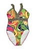 Assorted Brands Print Yellow Green One Piece Swimsuit Size 0X - photo 1