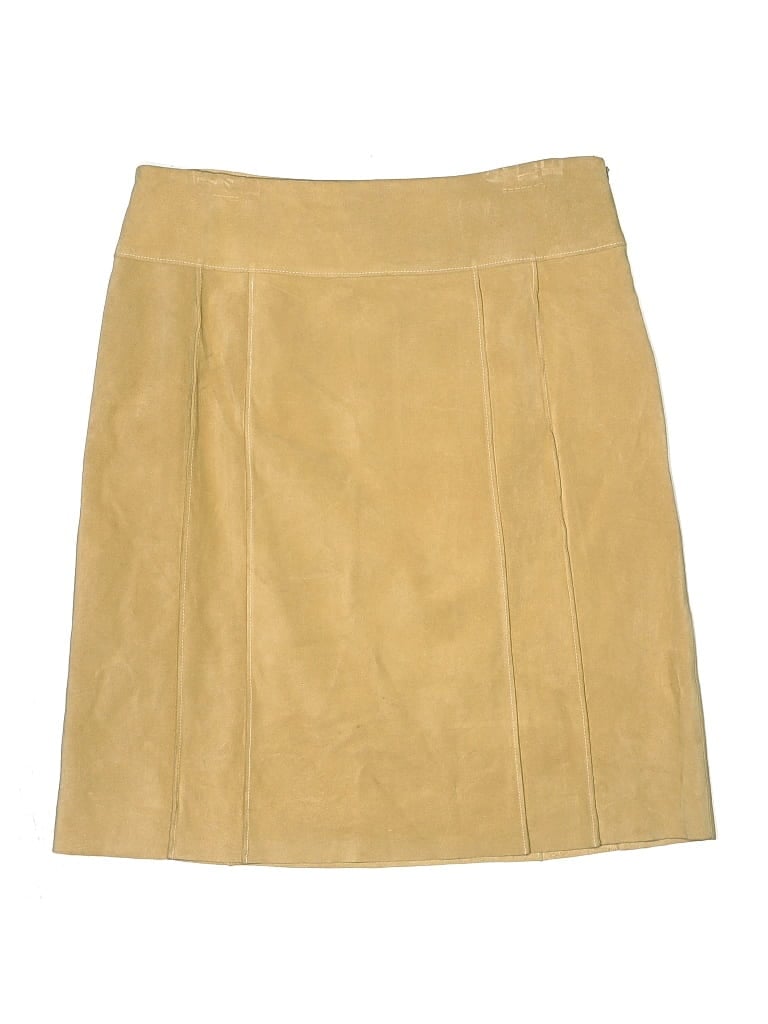 Pre-owned Ann Taylor Leather Skirt In Tan
