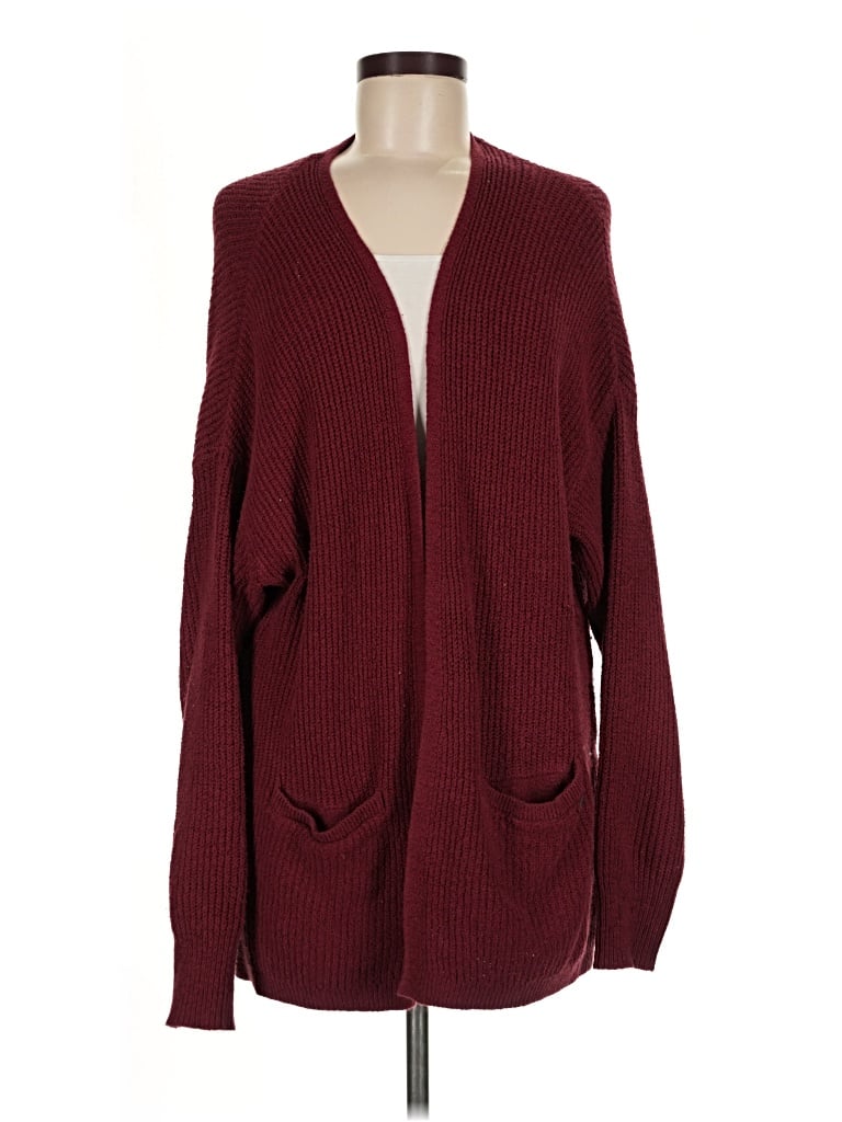 Pre-owned Hollister Cardigan Sweater In Burgundy