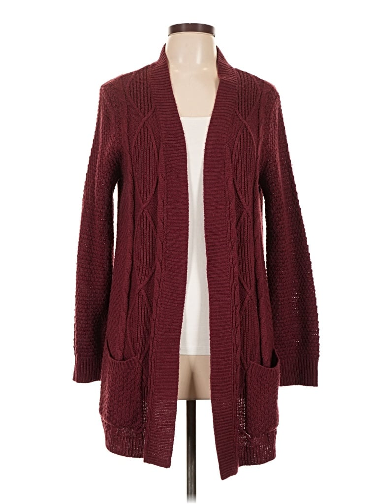 Pre-owned Faded Glory Cardigan Sweater In Burgundy