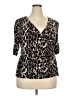 Style&Co Animal Print Brown Short Sleeve Blouse Size 2X - photo 1