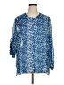 Clara Sun Woo 100% Polyester Animal Print Blue 3/4 Sleeve Blouse Size XL - photo 1