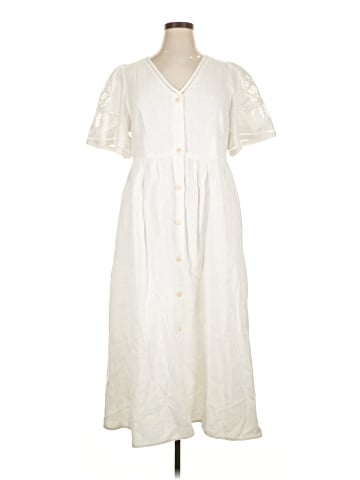 Madewell Cassie Button-Front Midi Dress in Embroidered Linen (view 1)