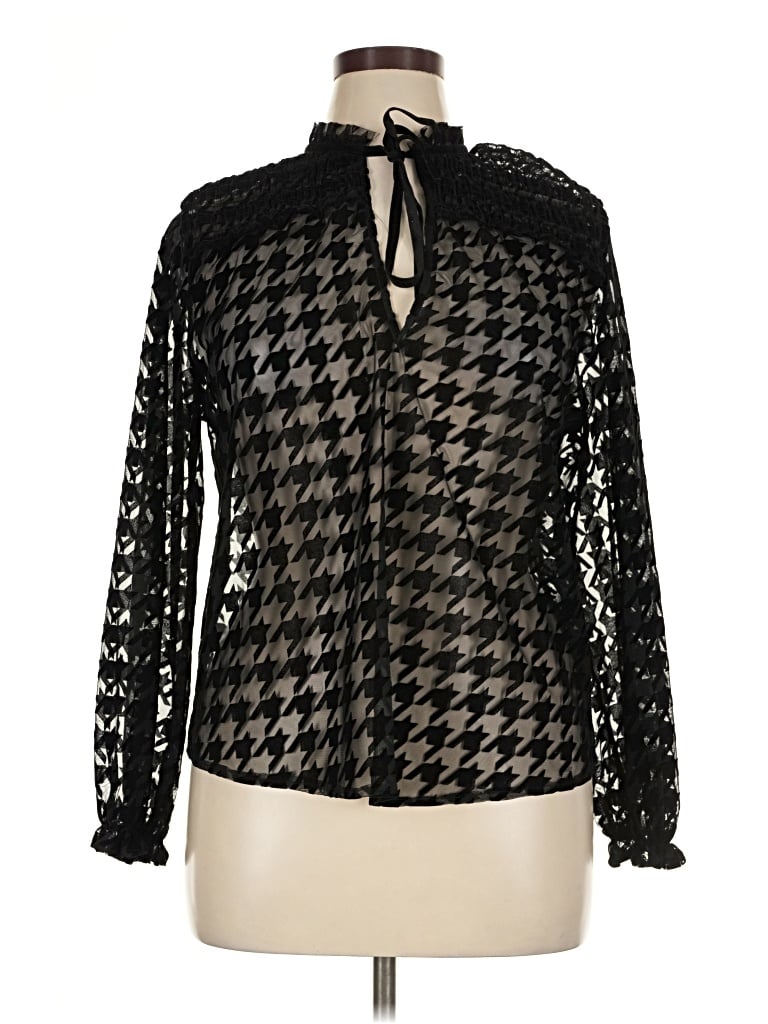 Pre-owned Zara Long Sleeve Blouse In Black