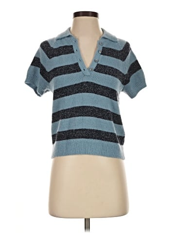 Madewell Raglan Polo Sweater Tee in Stripe (view 1)