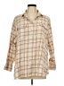 Old Navy 100% Cotton Plaid Tan 3/4 Sleeve Button-Down Shirt Size L - photo 1