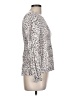 Urban Romantics 100% Rayon Animal Print Silver Long Sleeve Blouse Size L - photo 4