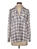 Ann Taylor 100% Polyester Houndstooth Gray Long Sleeve Blouse Size XS - photo 1