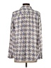 Ann Taylor 100% Polyester Houndstooth Gray Long Sleeve Blouse Size XS - photo 2