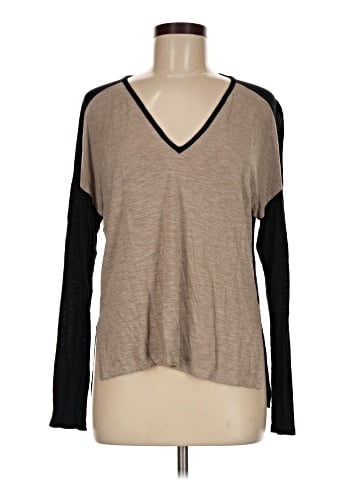 Madewell Anthem Long-Sleeve V-Neck Tee in Colorblock (view 1)