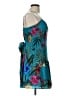Parker 100% Polyester Tropical Teal Cocktail Dress Size L - photo 4