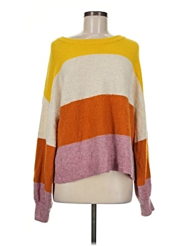 Madewell Striped Gladwell Balloon-Sleeve Pullover Sweater (view 1)