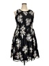 Ann Taylor LOFT 100% Polyester Floral Black Cocktail Dress Size 18 - photo 1