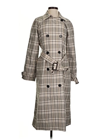 Madewell Double-Breasted Trench Coat in Plaid (view 1)