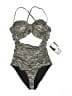 A. Che Animal Print Gray One Piece Swimsuit Size 7 (tall) - photo 1