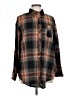 Unbranded 100% Polyester Plaid Brown Long Sleeve Blouse Size L - photo 1