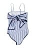 Unbranded Stripes Blue One Piece Swimsuit Size S - photo 2
