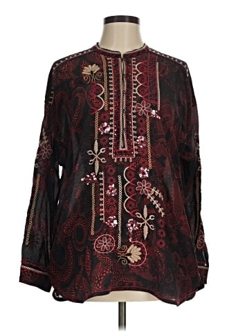 Johnny Was Long Sleeve Silk Top (view 1)