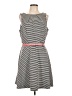 Elle Stripes Gray Casual Dress Size L - photo 1