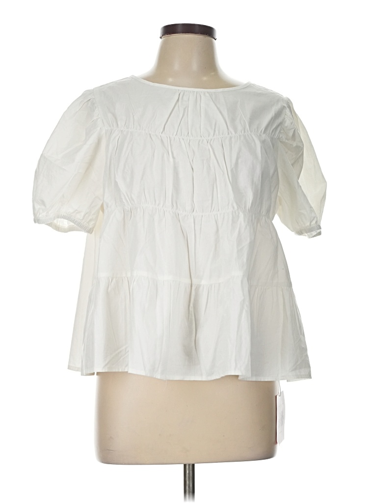 Love Tanjane Short Sleeve Blouse In White