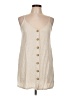 Pink Lily Tan Sleeveless Button-Down Shirt Size L - photo 1