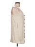 Pink Lily Tan Sleeveless Button-Down Shirt Size L - photo 4
